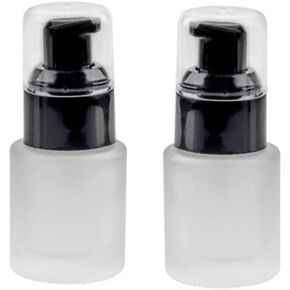 30ml 1OZ Frosted Glass Pump Bottles with Press Pump, Travel Size Refillable Empty Liquid Foundation Container Dispenser Storage Bottles for Cosmetic Lotion Essence Emulsion Sample (2 Pack)