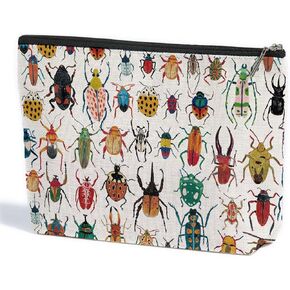 ZHAMEN Colorful Insect Makeup Bag, Beetle Bug Lover Gifts Cosmetic Bag, Gardening Gifts for Women Female Friends Daughter Niece, Future Entomologist Toiletry Bag for Christmas Halloween Birthday