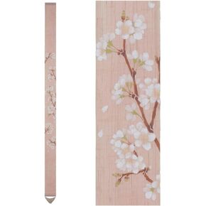 Japanese Wall Tapestry Hanging Scroll (Sakura) Mini Long and Narrow/Made in Japan Linen 100% Japanese Asian Oriental Room Home Bedroom Aesthetic Décor