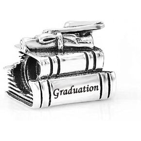 TGLS Women Graduation Certificate Cap Diploma Charm for Graduate Gifts Bead Compatible With Pandora Charms Bracelets