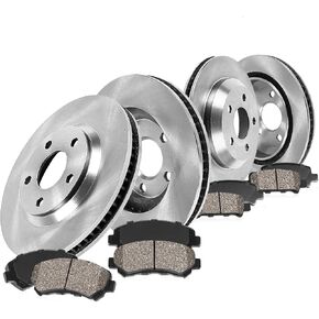 Callahan BRAKE PARTS Front and Rear Replacement Brake Disc Rotors and Semi-Metallic Brake Pads Brake Kit For 2003 2004 2005 2006 Ford Expedition 6 Lug