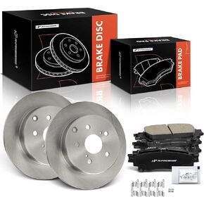 A-Premium 11.42 in (290 mm) Rear Solid Disc Brake Rotors + Ceramic Pads Kit Compatible with Select Toyota Models - Prius V 2012-2017, Mirai 2016-2018, 6-PC Set
