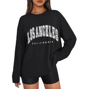 Trendy Queen Womens Graphic Tees Oversized Casual Tops Long Sleeve Loose Fit T Shirts Going Out Cute Spring Tops
