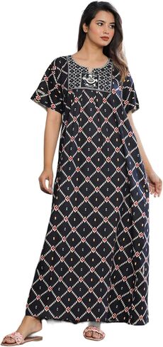 Cotton Embroidery Nighty for Womens/Girls (Z2) in Saudi Arabia