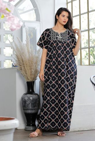 Cotton Embroidery Nighty for Womens/Girls (Z2) in Saudi Arabia