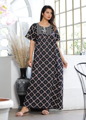 Cotton Embroidery Nighty for Womens/Girls (Z2) in Saudi Arabia