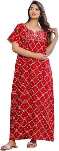 Cotton Embroidery Nighty for Womens/Girls (Z2) in Saudi Arabia