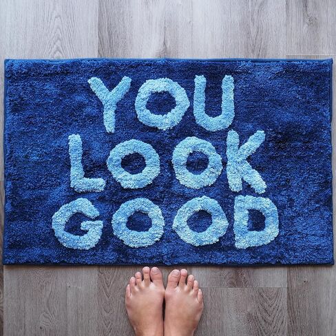 You Look Good Bath Mat Funny Cute Bathroom Rugs for Girls Hello Gorgeous Beautiful Funny Shower Fun Bathroom Decor Non-Slip Washable Women Men Dark Navy Blue Lavender in Kuwait