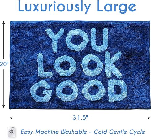 You Look Good Bath Mat Funny Cute Bathroom Rugs for Girls Hello Gorgeous Beautiful Funny Shower Fun Bathroom Decor Non-Slip Washable Women Men Dark Navy Blue Lavender in Kuwait