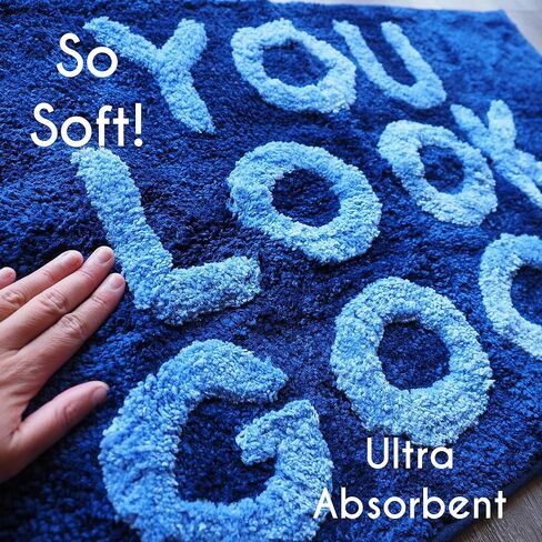 You Look Good Bath Mat Funny Cute Bathroom Rugs for Girls Hello Gorgeous Beautiful Funny Shower Fun Bathroom Decor Non-Slip Washable Women Men Dark Navy Blue Lavender in Kuwait