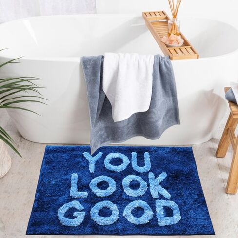 You Look Good Bath Mat Funny Cute Bathroom Rugs for Girls Hello Gorgeous Beautiful Funny Shower Fun Bathroom Decor Non-Slip Washable Women Men Dark Navy Blue Lavender in Kuwait