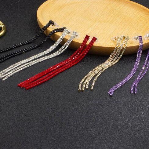 Long Chain Dangling Earrings for Women Rhinestone Line Dangle Drop Tassel Crystal Sparkly Earring for Bridal Wedding Party in Saudi Arabia