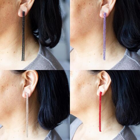 Long Chain Dangling Earrings for Women Rhinestone Line Dangle Drop Tassel Crystal Sparkly Earring for Bridal Wedding Party in Saudi Arabia