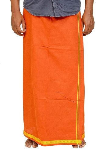 Kolakeer™ Men's Cotton Color Dhoti Angavastram Set - 1.9 Mtrs Dhoti with 1.2 Mtrs Angavastram - Kerala Pentex Mundu Set in Kuwait