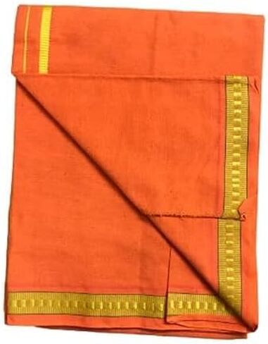 Kolakeer™ Men's Cotton Color Dhoti Angavastram Set - 1.9 Mtrs Dhoti with 1.2 Mtrs Angavastram - Kerala Pentex Mundu Set in Kuwait