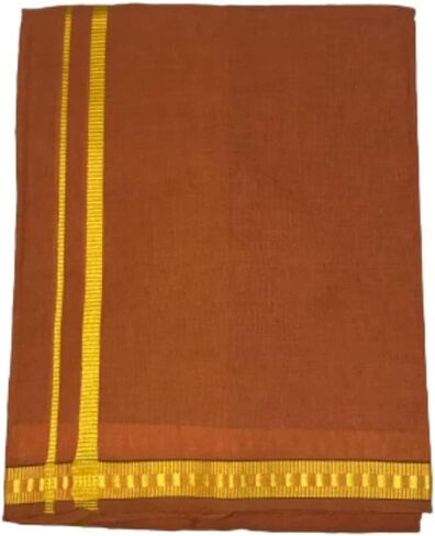 Kolakeer™ Men's Cotton Color Dhoti Angavastram Set - 1.9 Mtrs Dhoti with 1.2 Mtrs Angavastram - Kerala Pentex Mundu Set in Kuwait