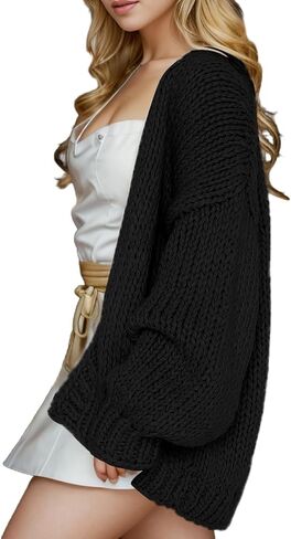 Women's Oversized Open Front Chunky Cardigans Sweaters Long Sleeve Knitted Jackets Tops in Kuwait