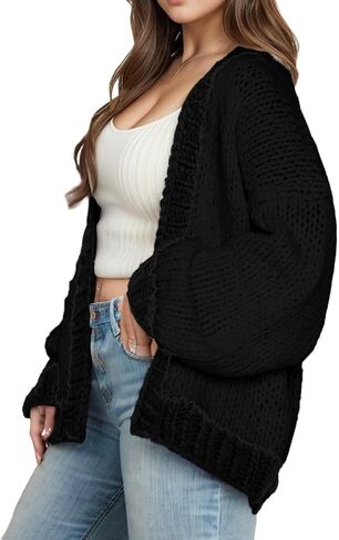 Women's Oversized Open Front Chunky Cardigans Sweaters Long Sleeve Knitted Jackets Tops in Kuwait