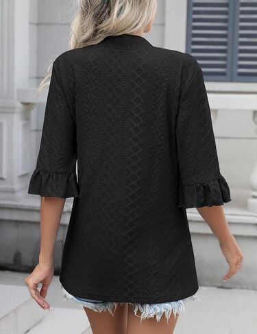 IECCP Women's Cardigan 3/4 Sleeve Open Front Casual Cozy Ruffles Sleeve Thin Cardigans in Saudi Arabia