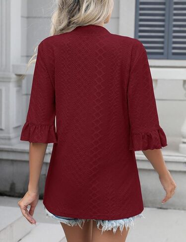 IECCP Women's Cardigan 3/4 Sleeve Open Front Casual Cozy Ruffles Sleeve Thin Cardigans in Saudi Arabia