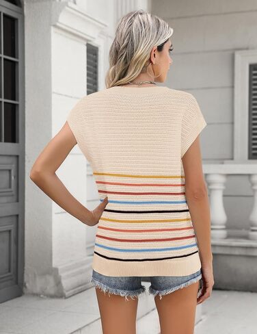 Zeagoo Women's Cap Sleeve Sweaters Vest Crew Neck Knit Sweater Tops 2025 Casual Summer Sleeveless T Shirt in Saudi Arabia