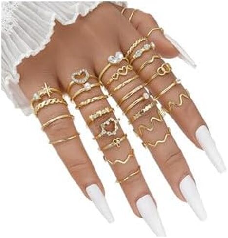 Sither 22 قطعة خواتم المفصل الذهب مجموعة للنساء خمر بوهو خواتم قابلة للتكديس لعيد الهالوين هدية الكريسماس in Kuwait