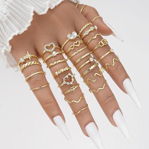 Sither 22 قطعة خواتم المفصل الذهب مجموعة للنساء خمر بوهو خواتم قابلة للتكديس لعيد الهالوين هدية الكريسماس in Kuwait