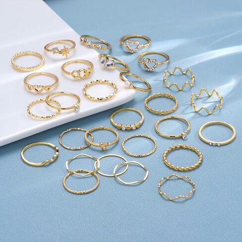 Sither 22 قطعة خواتم المفصل الذهب مجموعة للنساء خمر بوهو خواتم قابلة للتكديس لعيد الهالوين هدية الكريسماس in Kuwait