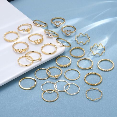 Sither 22 قطعة خواتم المفصل الذهب مجموعة للنساء خمر بوهو خواتم قابلة للتكديس لعيد الهالوين هدية الكريسماس in Kuwait