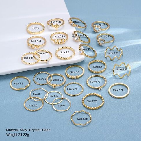 Sither 22 قطعة خواتم المفصل الذهب مجموعة للنساء خمر بوهو خواتم قابلة للتكديس لعيد الهالوين هدية الكريسماس in Kuwait