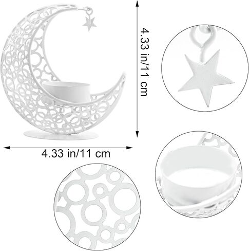 MrMrKura Moon Candle Holders Set of 2, Metal Tealight Candle Holder for Table Centerpiece Decorative Votive Candlesticks Holder for Party Home Decor (Black) in Saudi Arabia