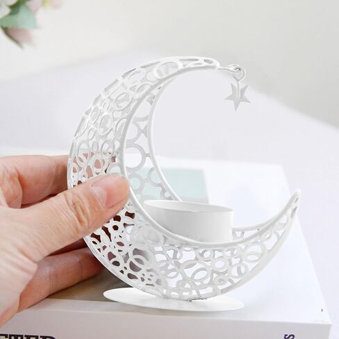 MrMrKura Moon Candle Holders Set of 2, Metal Tealight Candle Holder for Table Centerpiece Decorative Votive Candlesticks Holder for Party Home Decor (Black) in Saudi Arabia