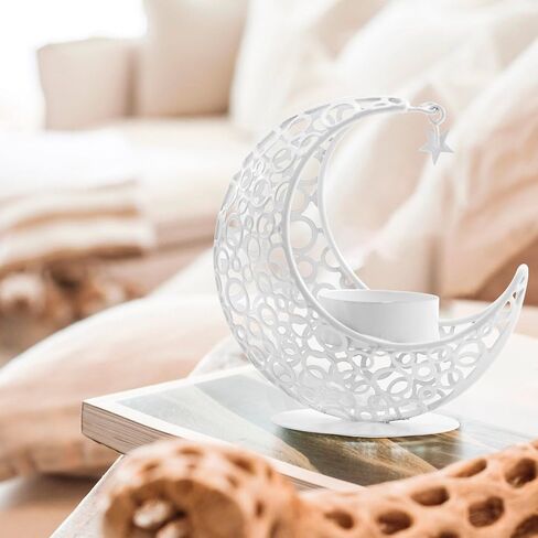 MrMrKura Moon Candle Holders Set of 2, Metal Tealight Candle Holder for Table Centerpiece Decorative Votive Candlesticks Holder for Party Home Decor (Black) in Saudi Arabia