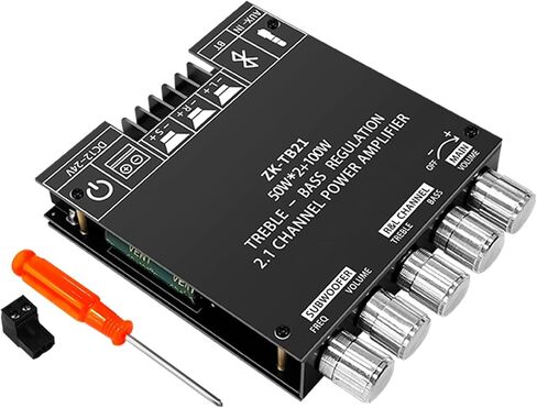 100W+100W Amplifier Board with Treble and Bass Control, 2.0 Channel Stereo Bluetooth 5.0 HiFi Audio Power Amplifier Board, TPA3116D2 DC 9-24V, BT and AUX Inputs for DIY Wireless Speakers (ZK-1002T) in Saudi Arabia