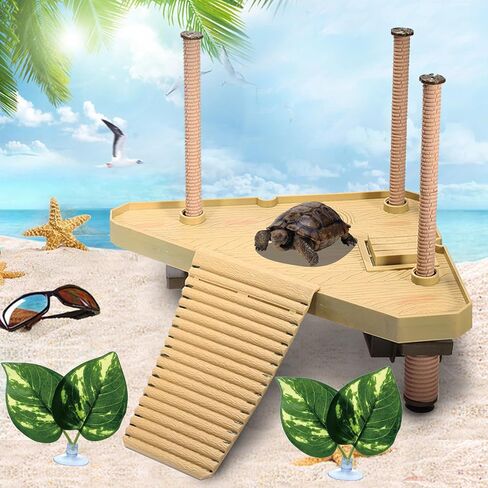 Large turtle basking platform for aquatic turtles, Turtle dock, Turtle ramp, Floating dock turtle with Green Dill and Sucker -SIZE:L in Saudi Arabia