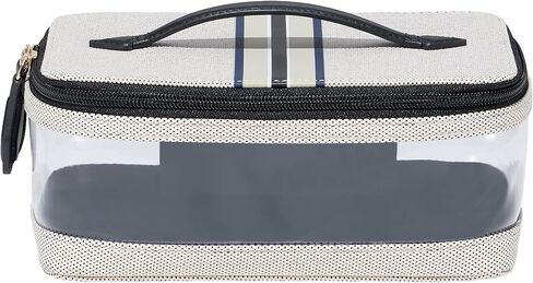 Paravel Cabana See-All Vanity Case | Made with Recycled Canvas Material & Vegan Leather | Premium See Through Travel Toiletry Bag | Regular, Domino Black in Saudi Arabia