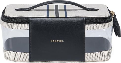Paravel Cabana See-All Vanity Case | Made with Recycled Canvas Material & Vegan Leather | Premium See Through Travel Toiletry Bag | Regular, Domino Black in Saudi Arabia