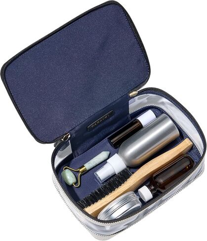 Paravel Cabana See-All Vanity Case | Made with Recycled Canvas Material & Vegan Leather | Premium See Through Travel Toiletry Bag | Regular, Domino Black in Saudi Arabia