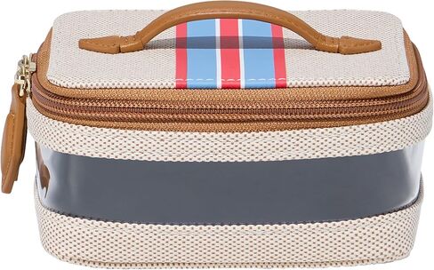 Paravel Cabana See-All Vanity Case | Made with Recycled Canvas Material & Vegan Leather | Premium See Through Travel Toiletry Bag | Regular, Domino Black in Saudi Arabia