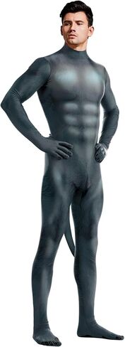 Men's Halloween Bodysuit Muscle Animal Printed Cosplay Skinny Catsuit Fullbody Jumpsuit Costumes with Tail in Saudi Arabia