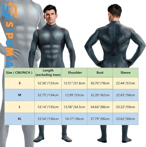 Men's Halloween Bodysuit Muscle Animal Printed Cosplay Skinny Catsuit Fullbody Jumpsuit Costumes with Tail in Saudi Arabia