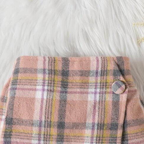 Fernvia Toddler Girl Fall Winter Clothes Ruffles Long Sleeve Shirt and Plaid Shorts Skirt Kids Little Girl 2Pcs Outfits Set in Saudi Arabia