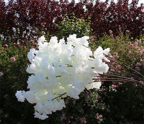IPOPU Cherry Blossom Branches 43.3in Long Stem Artificial Flowers Cherry Blossom Flowers White Flowers Silk Flowers Fake Flowers Arrangements for Wedding Party Home Bedroom Decor (White) in Saudi Arabia