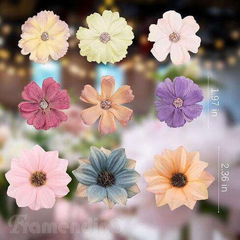 Framendino, 200 Pack Mini Artificial Flower Heads Fake Peony Daisy Rose Plum Blossom Silk for DIY Decor in Saudi Arabia