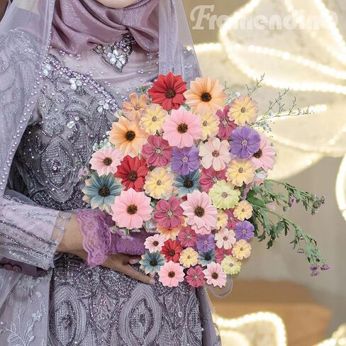 Framendino, 200 Pack Mini Artificial Flower Heads Fake Peony Daisy Rose Plum Blossom Silk for DIY Decor in Saudi Arabia