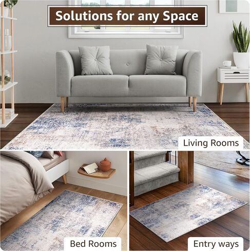 Sorbus 3x5 Area Rug for Entryway, Machine Washable, Non-Slip, Vintage Rug - Low Pile Non-Shedding Indoor Rugs for Living Room, Kitchen, Bedroom - Soft Indoor Carpet Throw Rugs with Rubber Backing in Kuwait