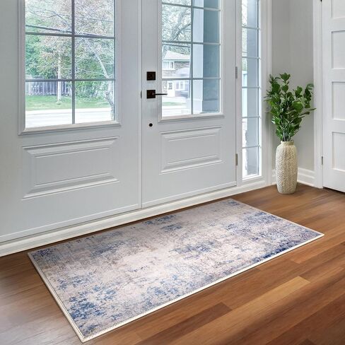 Sorbus 3x5 Area Rug for Entryway, Machine Washable, Non-Slip, Vintage Rug - Low Pile Non-Shedding Indoor Rugs for Living Room, Kitchen, Bedroom - Soft Indoor Carpet Throw Rugs with Rubber Backing in Kuwait