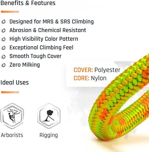 Pelican Rope 24-Strand 11.8 mm Arborist-Pro™ Rope – High Tensile Strength – Lightweight – Made in USA in Kuwait