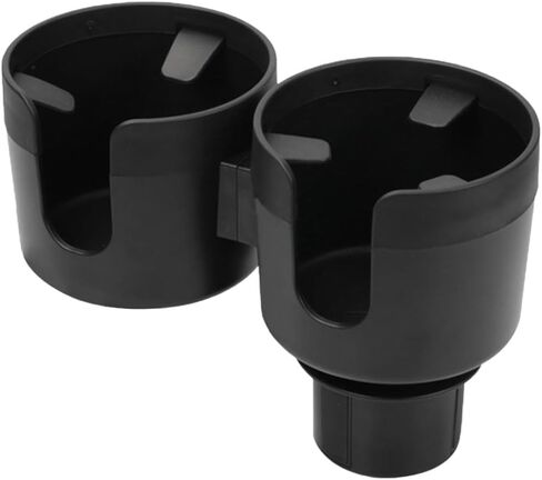 Car Double Cup Holder Extender, 2-in-1 Car Cup Holder Adapter with Adjustable Base, Universal Multifunctional Cup Holder Organizer for Beverage, Snack, Cup, Bottle Storage (Black) in Kuwait