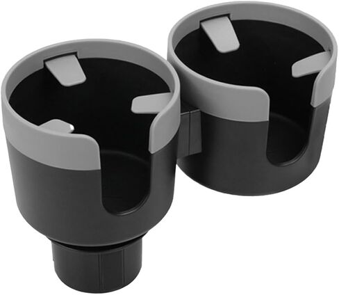 Car Double Cup Holder Extender, 2-in-1 Car Cup Holder Adapter with Adjustable Base, Universal Multifunctional Cup Holder Organizer for Beverage, Snack, Cup, Bottle Storage (Black) in Kuwait
